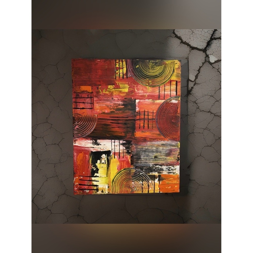 Canvas Painting 16 X 20 Acrylic Orange Yellow Red Gothic Art Titled Indecision